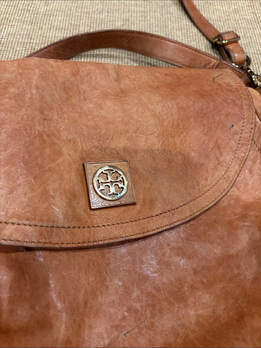 Tory Burch Designer Foldover Convertible Flap Crossbody Purse Leather Bag